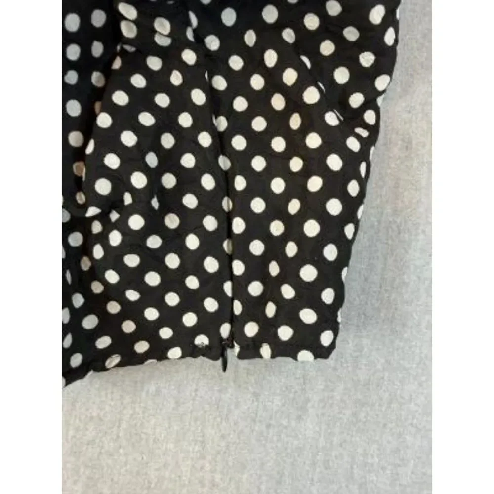 Free People Polka Dot Puff Sleeve Crop Top Blouse Black White Size 6